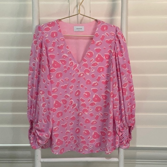 Adrienne Animal Element Pink Leopard Three Quarter Sleeve Top | Small - Picture 1 of 6